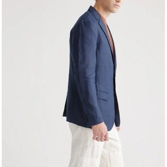 Quince Mens 100% European Linen Blazer XXL New Blue Neutral Breathable Casual - Picture 5 of 10
